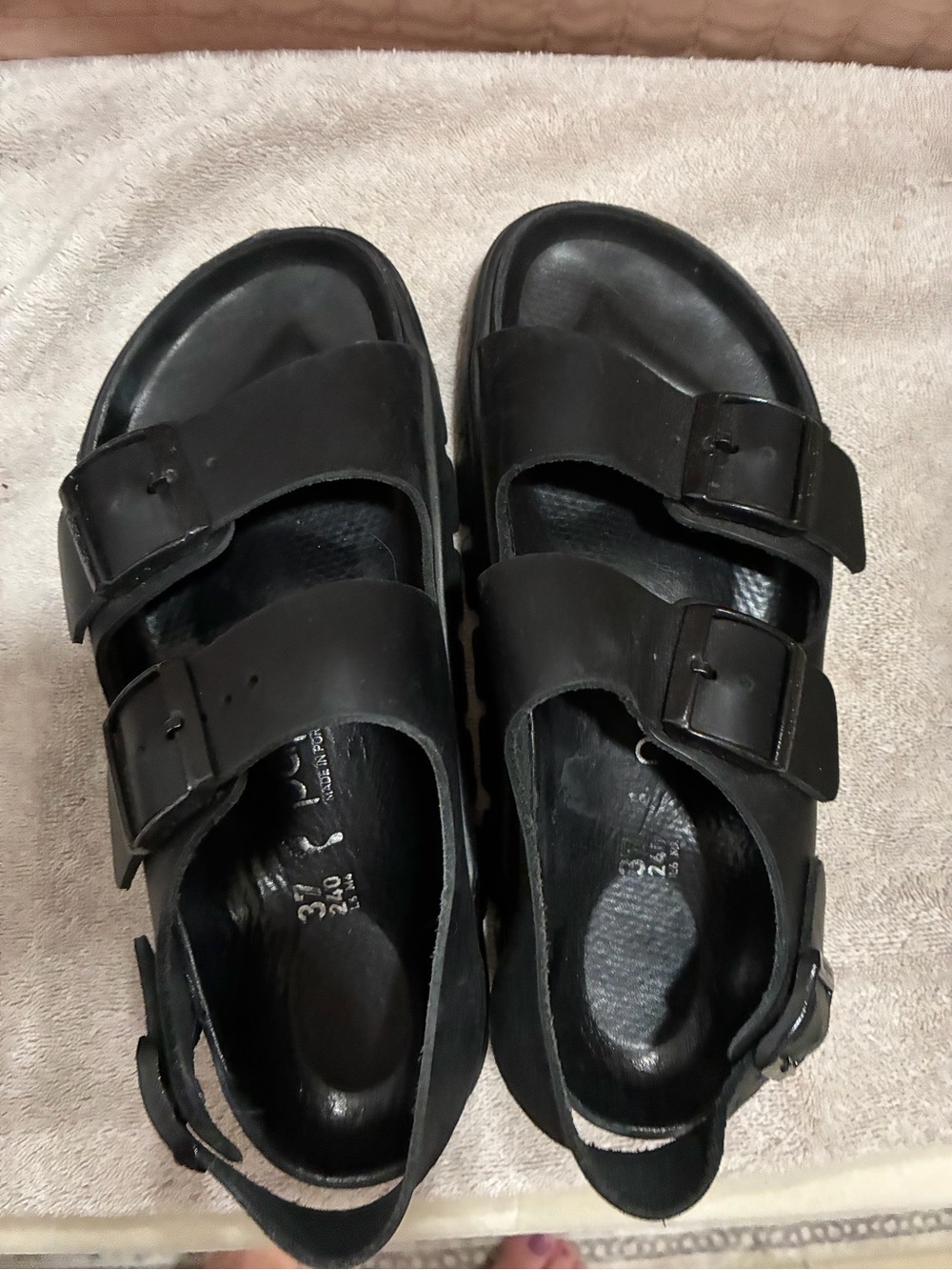 Women’s Black leather Double-buckle, Papillo/Birkenstock Sandals